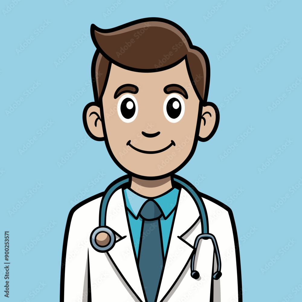 doctor with stethoscope vector art illustration 