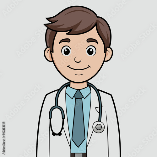 doctor with stethoscope vector art illustration 