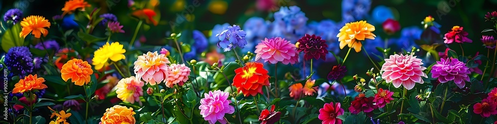 Obraz premium A charming garden with multicolored flowers in full bloom, representing the growth and nurturing of friendships.