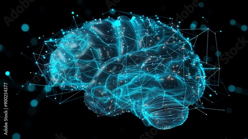 A futuristic digital representation of a brain, highlighting neural connections and the integration of technology and intelligence.
