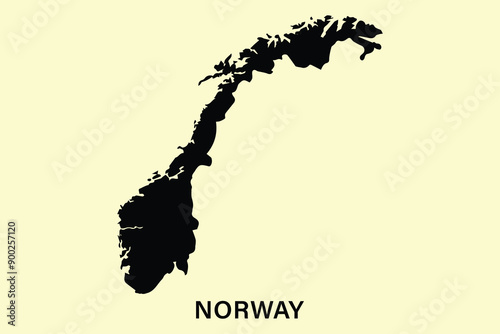 Norway country map, illustration of a silhouette of a map