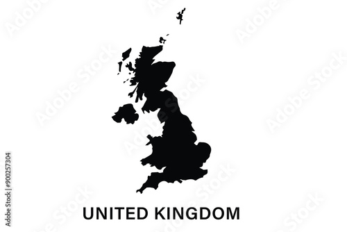 United Kingdom map design, Black silhouette of a map of Great Britain in Europe