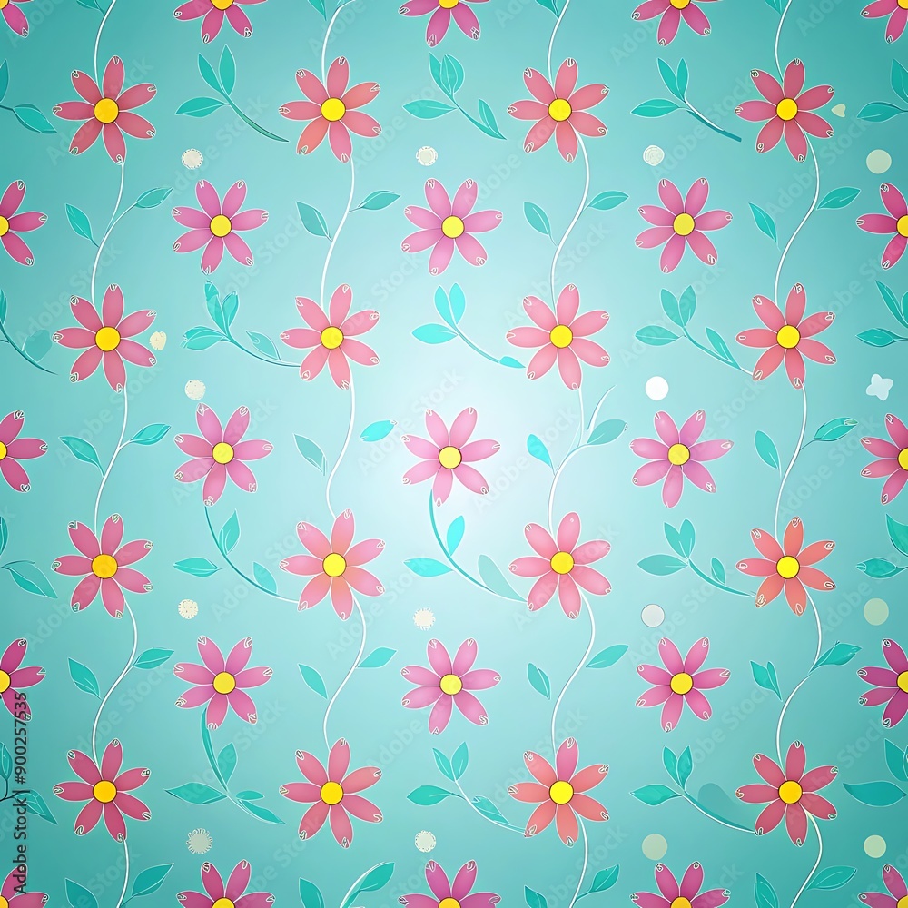 Fototapeta premium Pink Flowers on Blue Background.