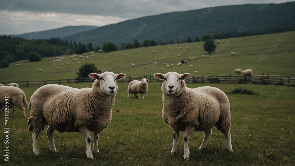 Naklejka premium Sheep on pasture