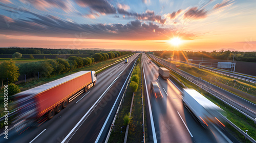 Busy vehicles on a highway at countryside