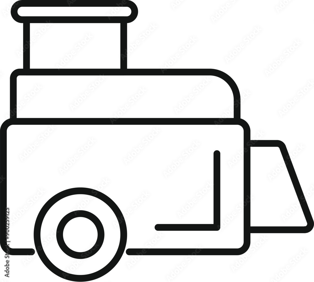Line icon of an airport ground handling bus transporting luggage Line icon of an airport ground handling bus transporting luggage