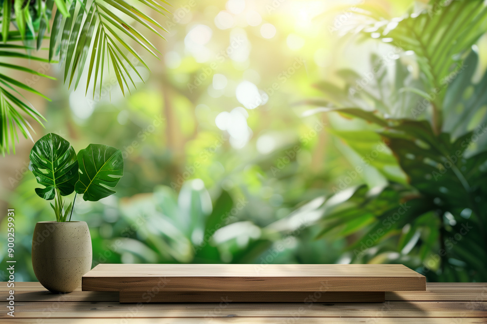 Palm tree in a tropical garden with clear sky and lush greenery Palm tree in a tropical garden with clear sky and lush greenery