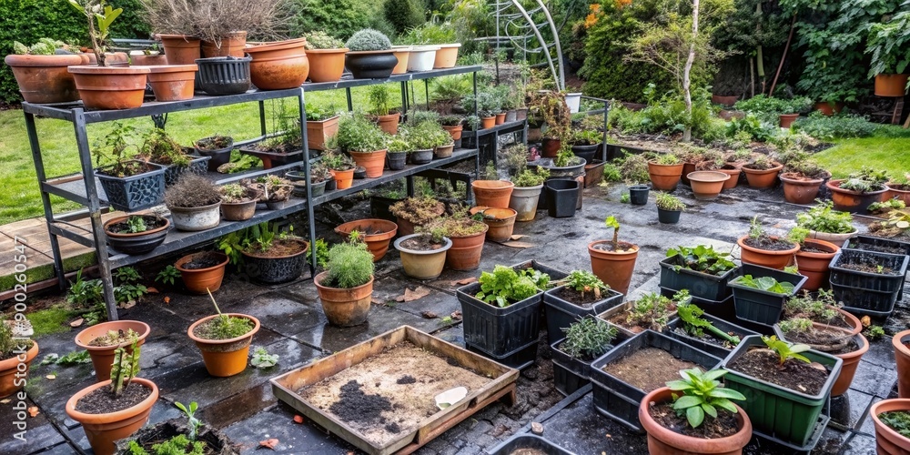 Fototapeta premium pots in a greenhouse