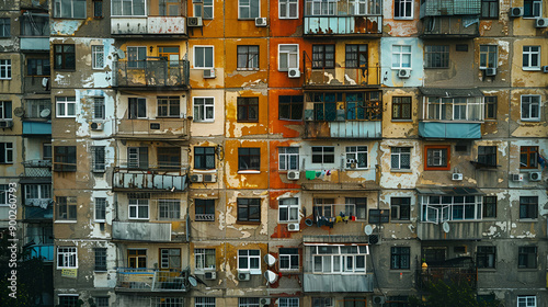 A decaying, jam-packed housing complex