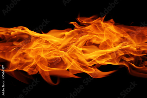 Abstract Fire flames on black background