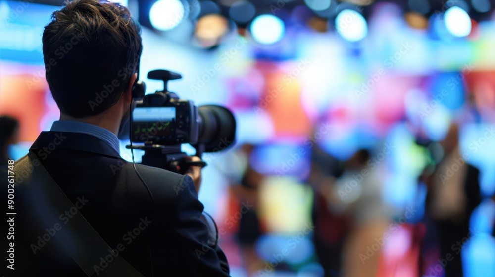 Whimsical Media Relations: Public Relations Consultant in Silhouette Focused on Press Release against Media Room Backdrop Whimsical Media Relations: Public Relations Consultant in Silhouette Focused on Press Release against Media Room Backdrop