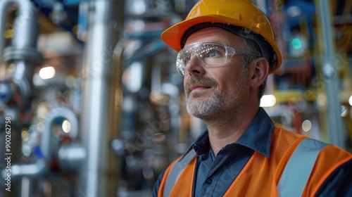 Evaluating EHS Protocols at Industrial Plant - Selective Focus Supervisor Inspection with Double Exposure of Safety Measures photo