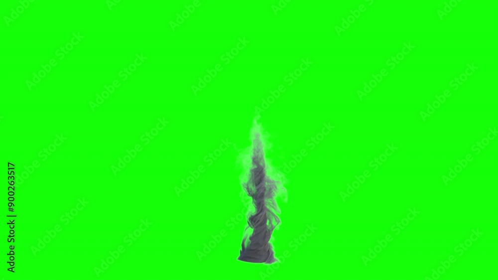 tornado forming on green background. 3d animation of a tornado. tornado visual effect. two tornadoes on green screen