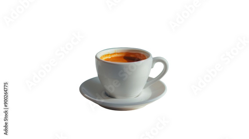 Hot Espresso Coffee in A White Cup on A Saucer Served in A Cozy Café During Morning Hours