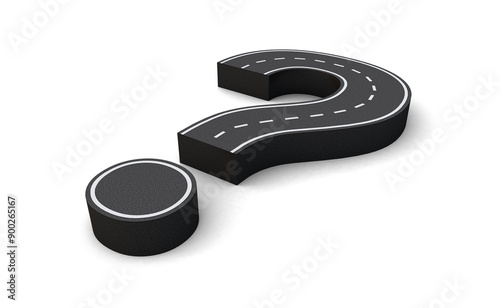 Fototapeta Naklejka Na Ścianę i Meble -  question mark symbol alphabet Road 3d png. Road Uppercase letters. Road Style alphabet 3d.