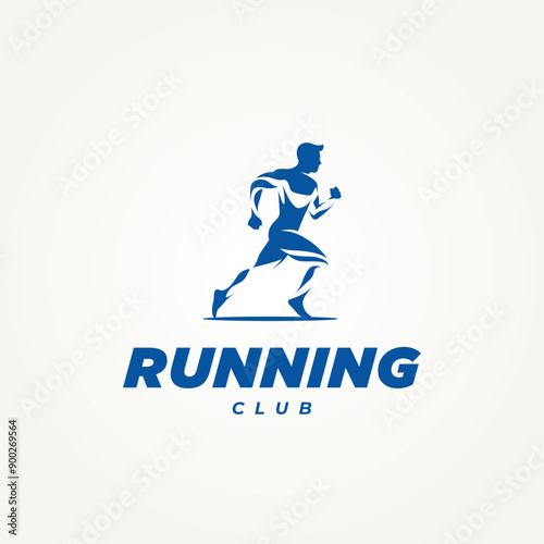 running man silhouette icon logo vector illustration design. simple modern running club, sports club and fitness logo concept