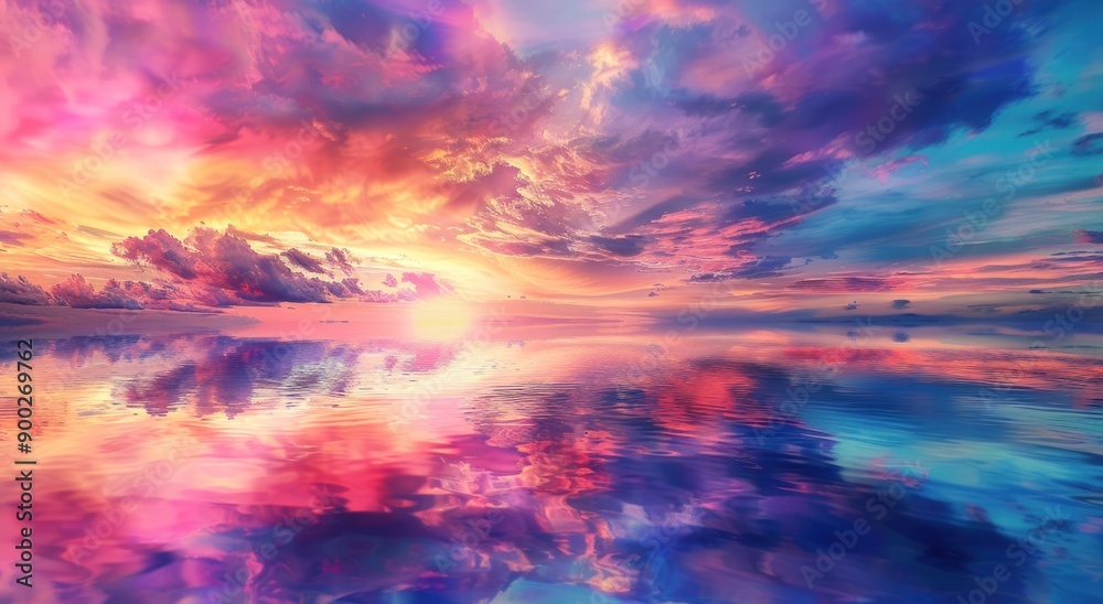 Naklejka premium Vibrant Sunset Reflection