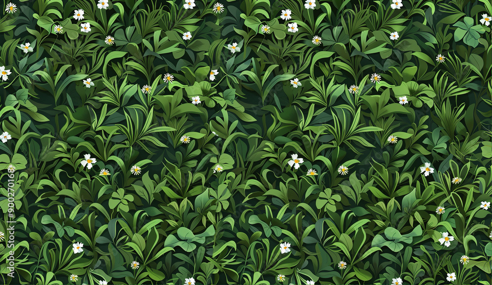 Green grass and flower background ideal for backdrop design and eco-themed wall artwork. Green grass and flower background ideal for backdrop design and eco-themed wall artwork.