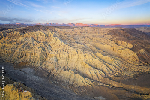 the sunrise of Zanda/Zhada Earthen Forest with dramatic sky photo