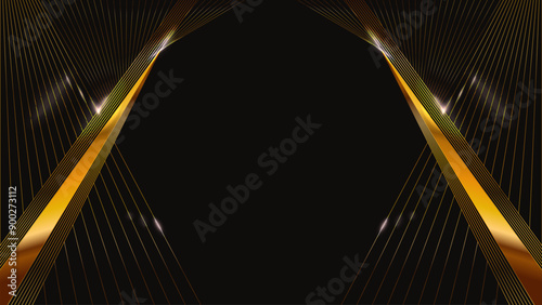 Golden shiny lines background, awards background vector