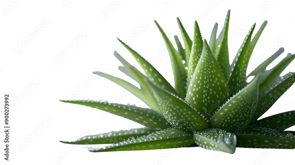 Aloe Vera Plant With Dew Drops Against a White Background in Natural Daylight Aloe Vera Plant With Dew Drops Against a White Background in Natural Daylight