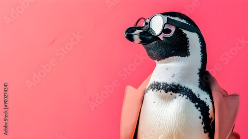 Penguin in Sunglasses and a Pink Coat