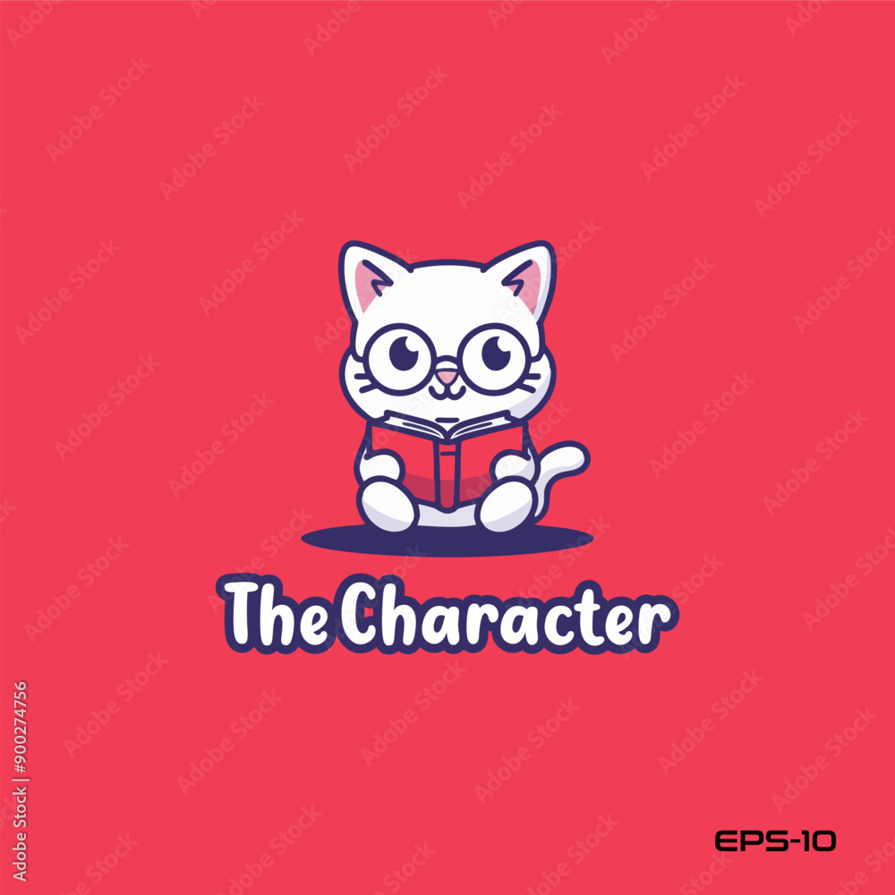 Smart cat reading a book logo, vector, mascot, character, cartoon, illustration Smart cat reading a book logo, vector, mascot, character, cartoon, illustration