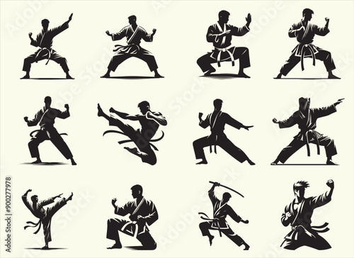 Martial Art Silhouette Vector Illustration