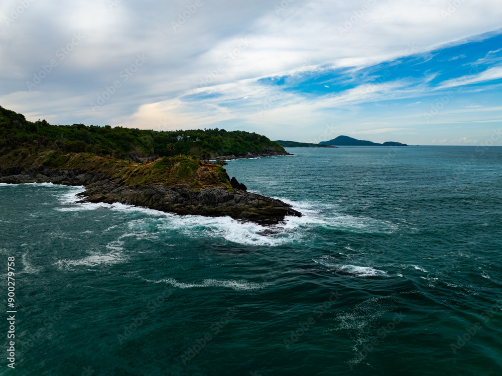 Amazing seascape view seashore and waves crashing on rocks,Aerial view beautiful sea in Phuket island Thailand Amazing seascape view seashore and waves crashing on rocks,Aerial view beautiful sea in Phuket island Thailand