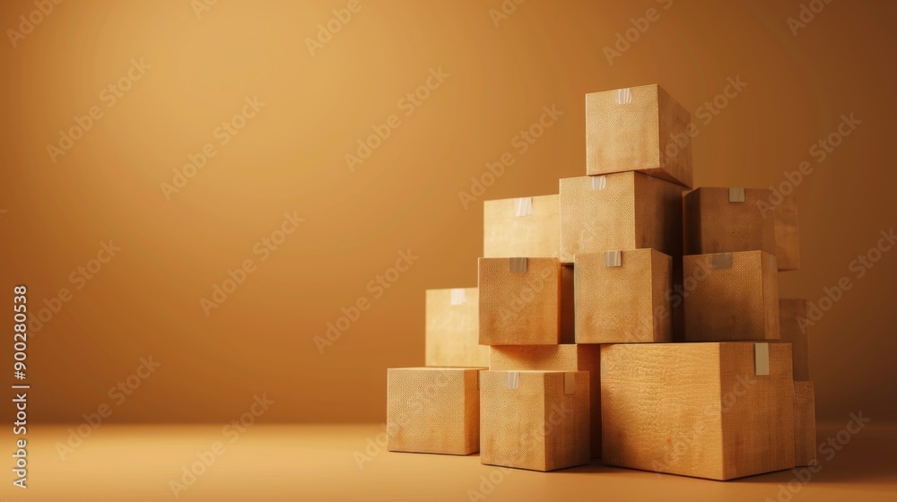 Obraz premium box package delivery cardboard carton stack