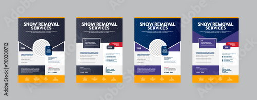 Snow Removal Flyer Template Layout for Cleaning Service Poster Leaflet Design. Cover, A4 size, Flyer Design.