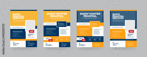 Snow Removal Flyer Template Layout for Cleaning Service Poster Leaflet Design. Cover, A4 size, Flyer Design.