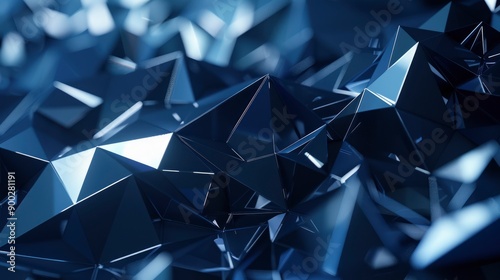 Fototapeta Naklejka Na Ścianę i Meble -  Abstract futuristic - technology with polygonal shapes on dark blue background. Design digital technology concept. 3d illustration , generative ai