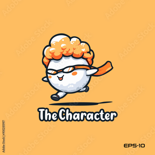 super hero sushi logo, vector, mascot, character, cartoon, illustration