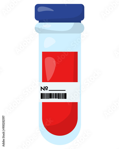 Sealed test tube with blood, medical material for blood analysis