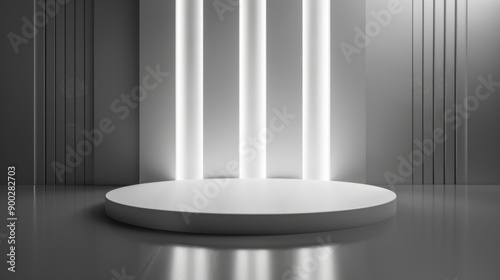 uturistic soft white dark podium with light and reflection background