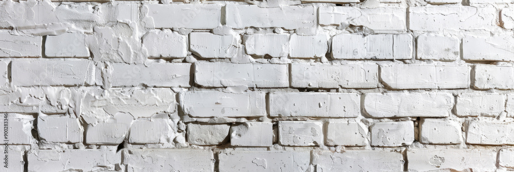 Fototapeta premium White painted brick wall with textured surface. Industrial and urban background