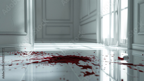 blood on the floor at a crime scene Investigation photo