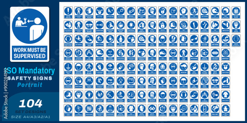 104 set ISO mandatory safety signs V60 size a4/a3/a2/a1	
