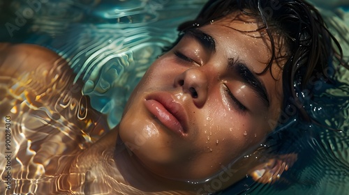 Person Floating Peacefully in Water photo