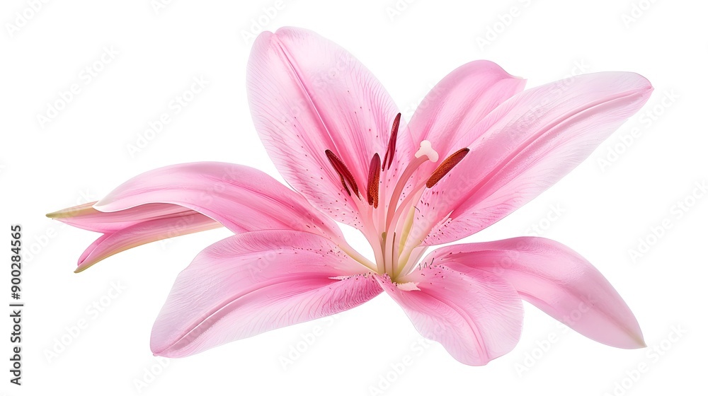 Pink Lily Flower Isolated on White Background Pink Lily Flower Isolated on White Background