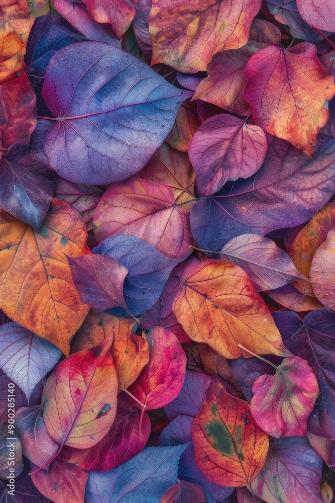 A pile of vibrant fall leaves stacked on top of each other, great for seasonal and nature-inspired designs A pile of vibrant fall leaves stacked on top of each other, great for seasonal and nature-inspired designs