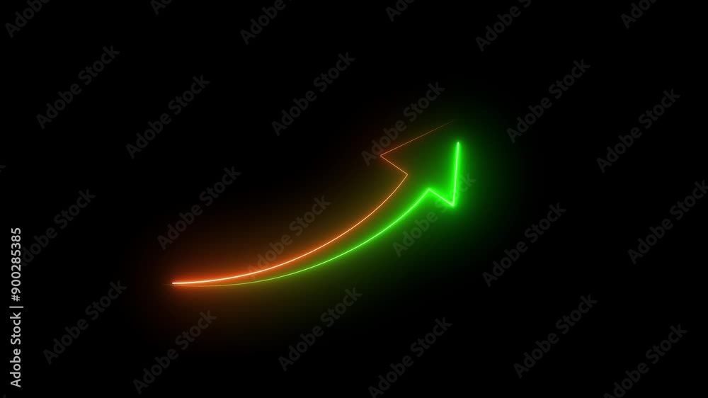 Business Growth And Success Arrow Infographics/ Animation of a business infographics with rising arrow and bar stats appearing,
