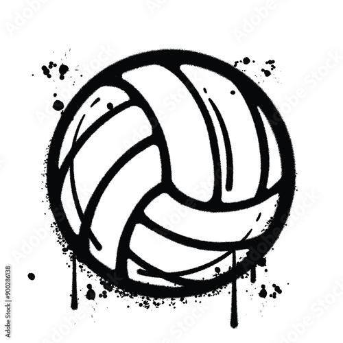 Black and White Graffiti Spray Painted Volleyball