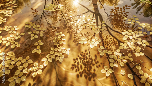 Golden Leaves Reflecting in Tranquil Water