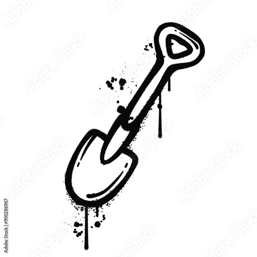 Black and White Graffiti  Spray Paint Shovel Illustration
