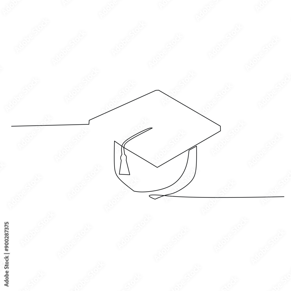 Graduation cap. Single continuous line university graduation hat ...