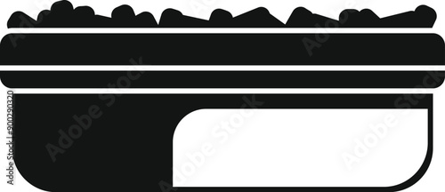 Simple icon of a modern raised garden bed filled with soil, ready for planting