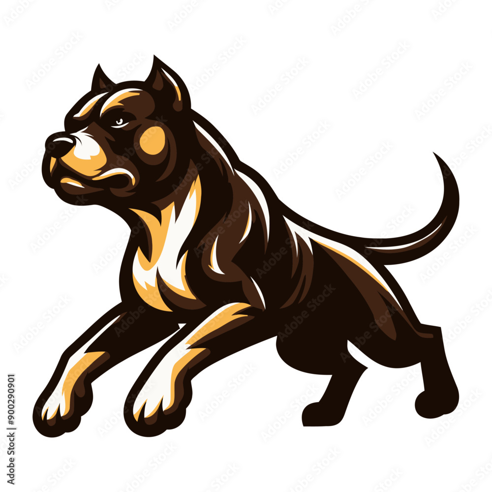 Fototapeta premium Pit bull dog vector illustration on white background. 