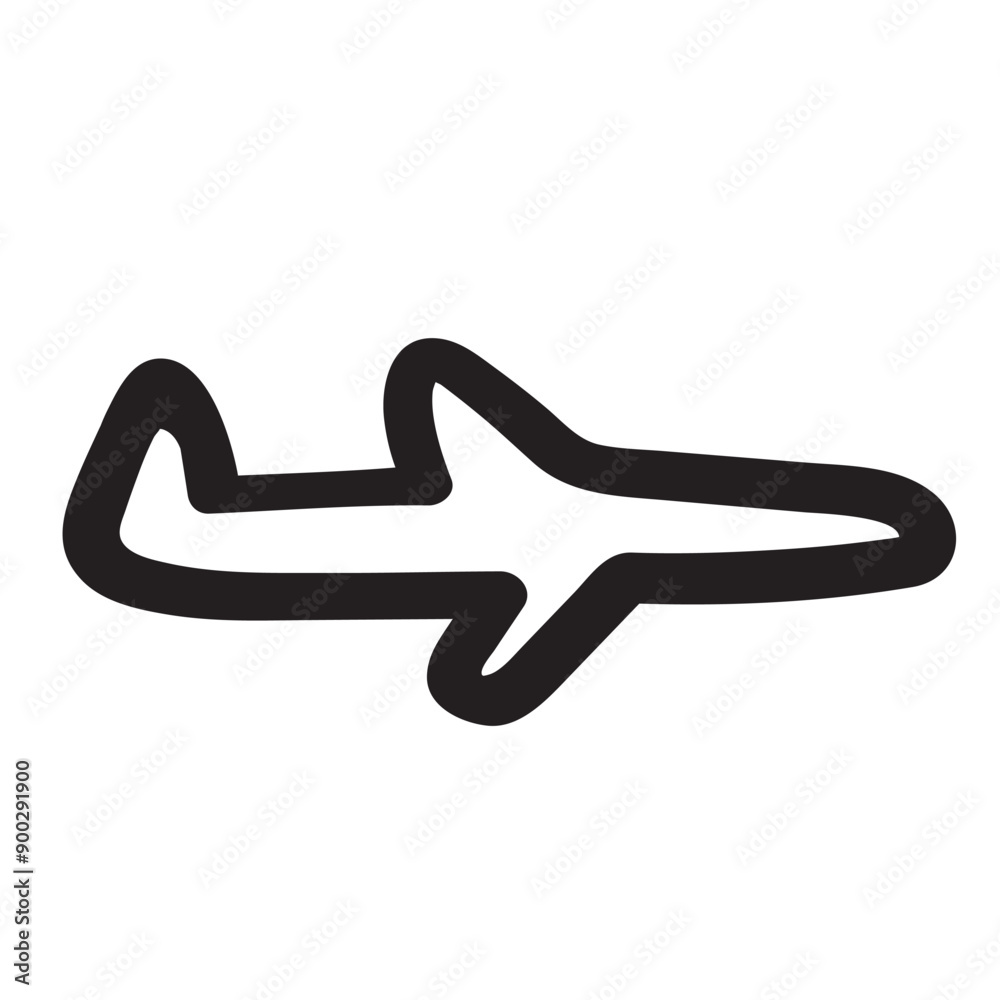 Airplane outline icon. Simple design. Black color. Hand drawn illustration on white background. Airplane outline icon. Simple design. Black color. Hand drawn illustration on white background.